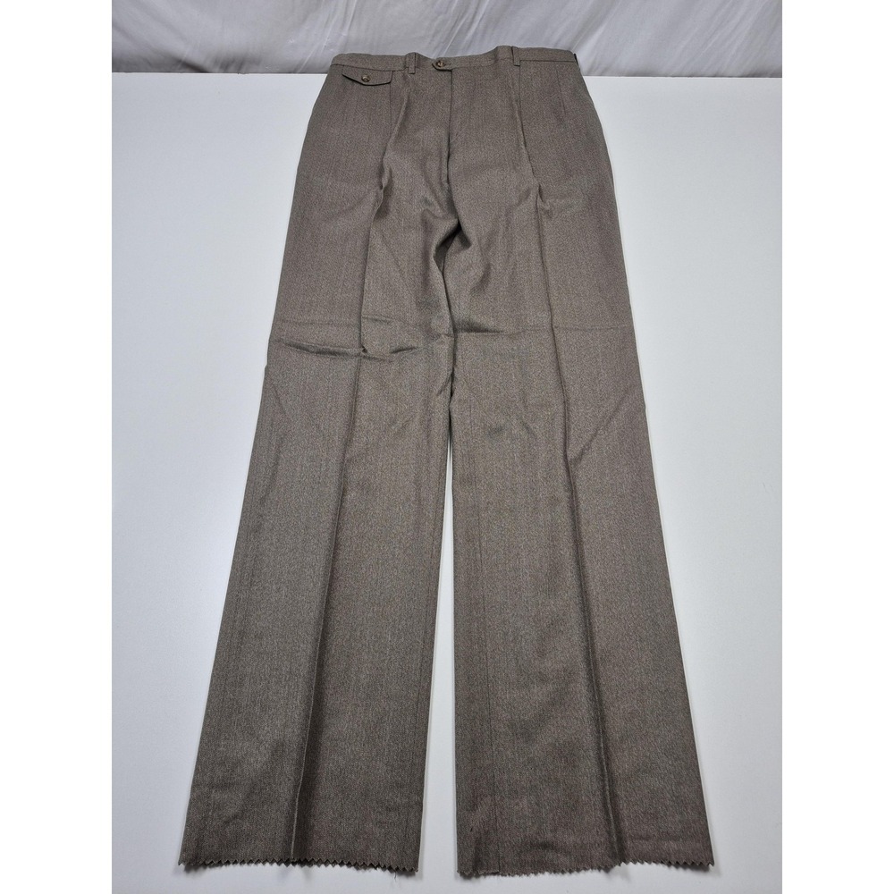 VTG Racquet Club Dress Pants Mens 36x36 Brown Wool Tweed Pleated Unhemmed USA